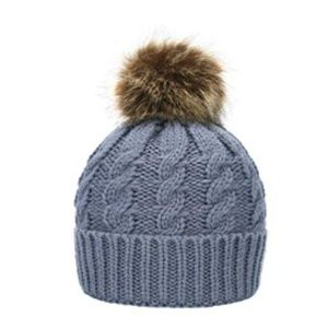Womens Knit Fur Pom Hat